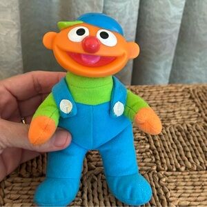 Jim Henson SESAME STREET Blue Outfit ERNIE Rubber Head 7" Plush Stuffed toy doll